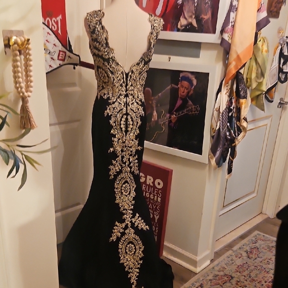 Anny Lee Black Maxi Dress with Gold Embellishment - Picture 7 of 13